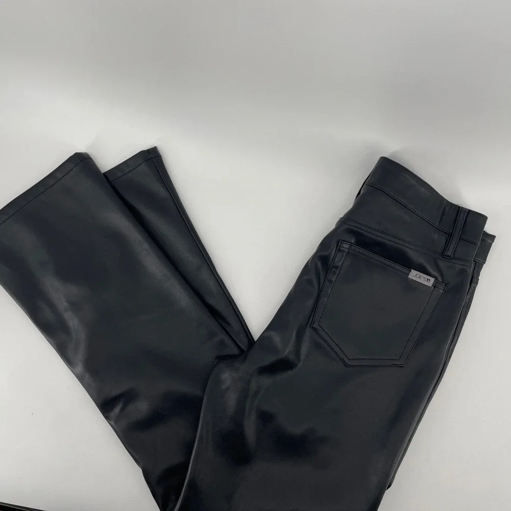Joe's Jeans Vegan Leather‎ Pants Jeans Women's 26 Black Straight Leg Mid Rise